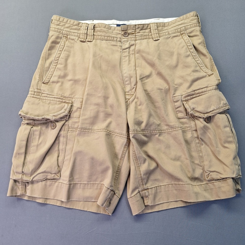 Polo Ralph Lauren Mens Cargo Shorts Tan Khaki Cotton Twill 36 Outdoor  Preppy